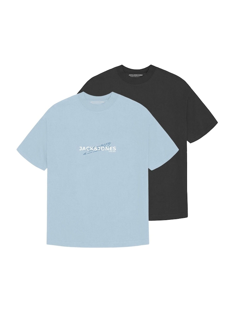 JACK & JONES JUNIOR Blue Short Sleeve Graphic T-Shirt 2 Pack - Image 1 of 3