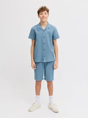 JACK & JONES JUNIOR Light Blue Resort Collar Short Sleeve Shirt and Short Textured Set - Image 3 of 7