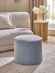 Blue Heritage Velvet Pouffe - Image 1 of 3