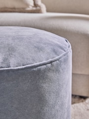 Blue Heritage Velvet Pouffe - Image 2 of 3
