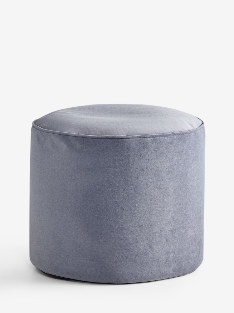 Blue Heritage Velvet Pouffe - Image 3 of 3