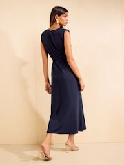Friends Like These Shoulder Pad Hardware Detail Midi Dress - Imaginea 6 din 6