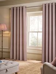 Burgundy Red Brushed Stripe Super Thermal Eyelet Curtains - Image 1 of 6