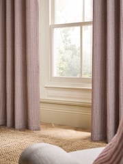 Burgundy Red Brushed Stripe Super Thermal Eyelet Curtains - Image 4 of 6