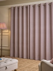 Burgundy Red Brushed Stripe Super Thermal Eyelet Curtains - Image 5 of 6