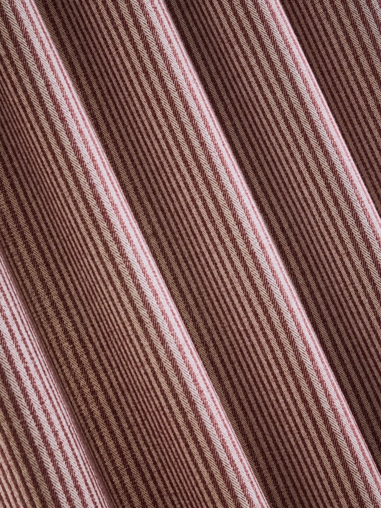 Burgundy Red Brushed Stripe Super Thermal Eyelet Curtains - Image 6 of 6