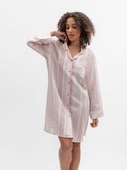 Cyberjammies Pink Linen Printed Stripe Nightshirt - Image 1 of 3
