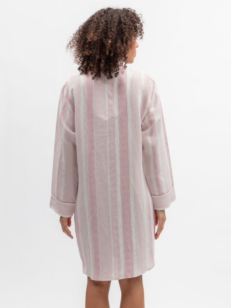 Cyberjammies Pink Linen Printed Stripe Nightshirt - Image 2 of 3
