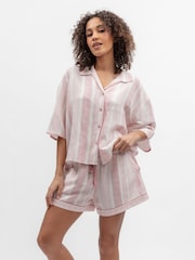 Cyberjammies Pink Linen Printed Stripe Relaxed Shorty Set - Image 2 of 4