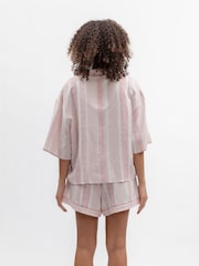 Cyberjammies Pink Linen Printed Stripe Relaxed Shorty Set - Image 3 of 4
