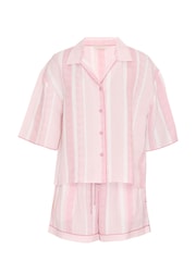 Cyberjammies Pink Linen Printed Stripe Relaxed Shorty Set - Image 4 of 4