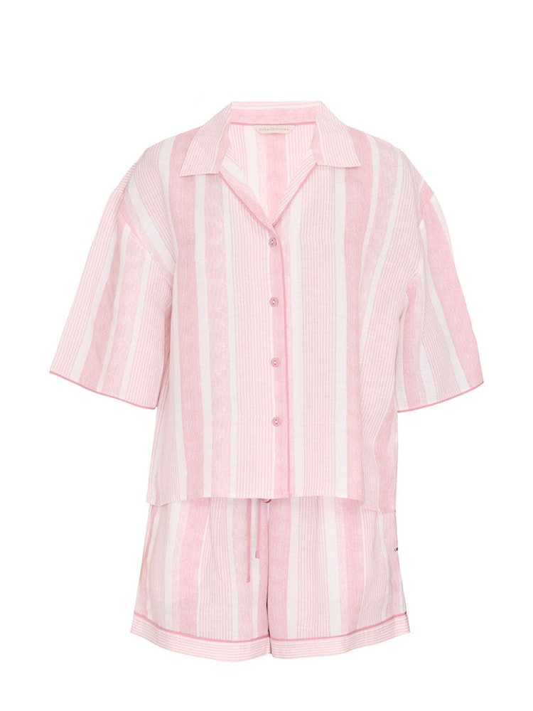 Cyberjammies Pink Linen Printed Stripe Relaxed Shorty Set - Image 4 of 4