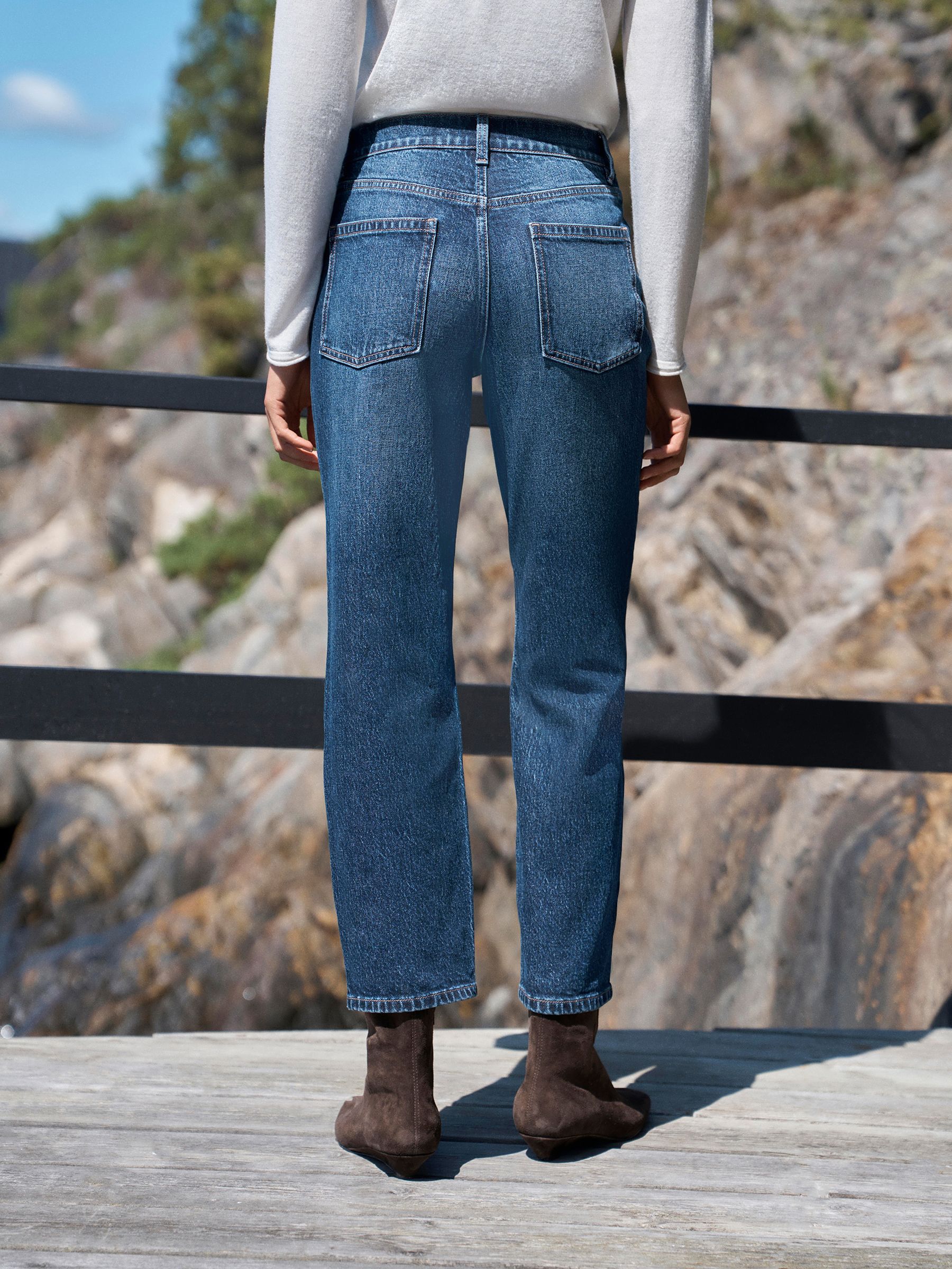 Buy Dark Blue Stovepipe Straight Leg Jeans from Next USA