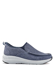 أزرق - Pavers Wide Fit Laceless Slip On Trainers - Image 1 of 5