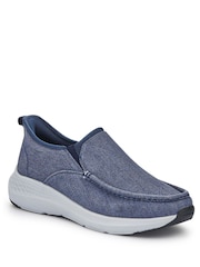 أزرق - Pavers Wide Fit Laceless Slip On Trainers - Image 2 of 5