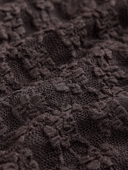 Chocolate Brown Short Sleeved Floral Lace Button Top - Image 8 of 8