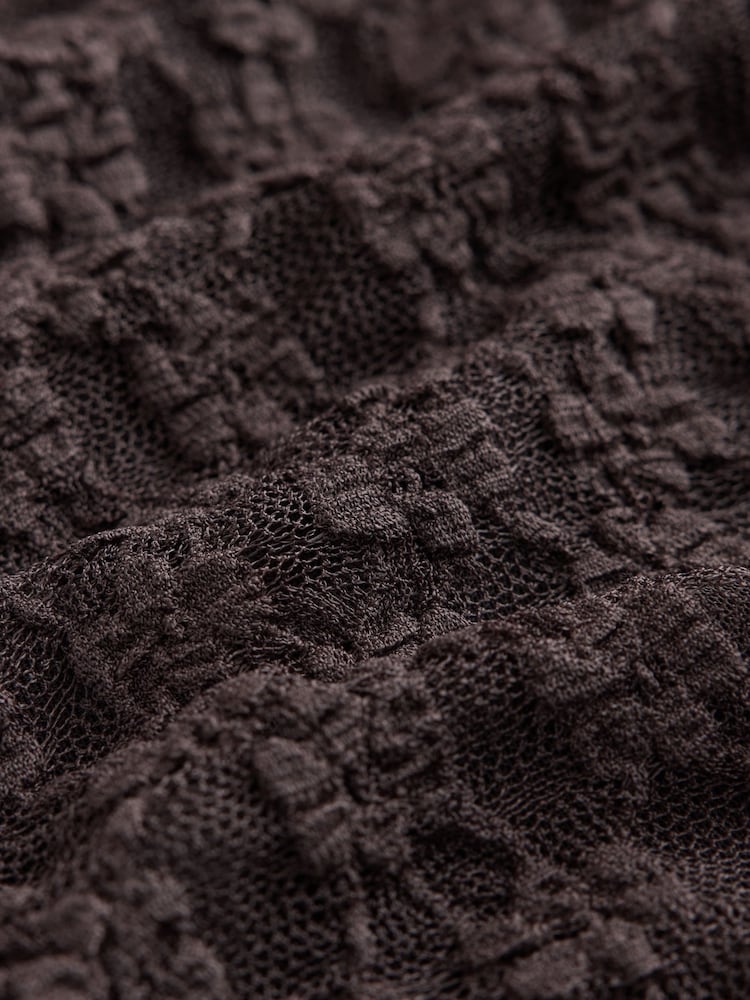 Chocolate Brown Short Sleeved Floral Lace Button Top - Image 8 of 8 Chocolate Brown Short Sleeved Floral Lace Button Top - Image 8 of 8