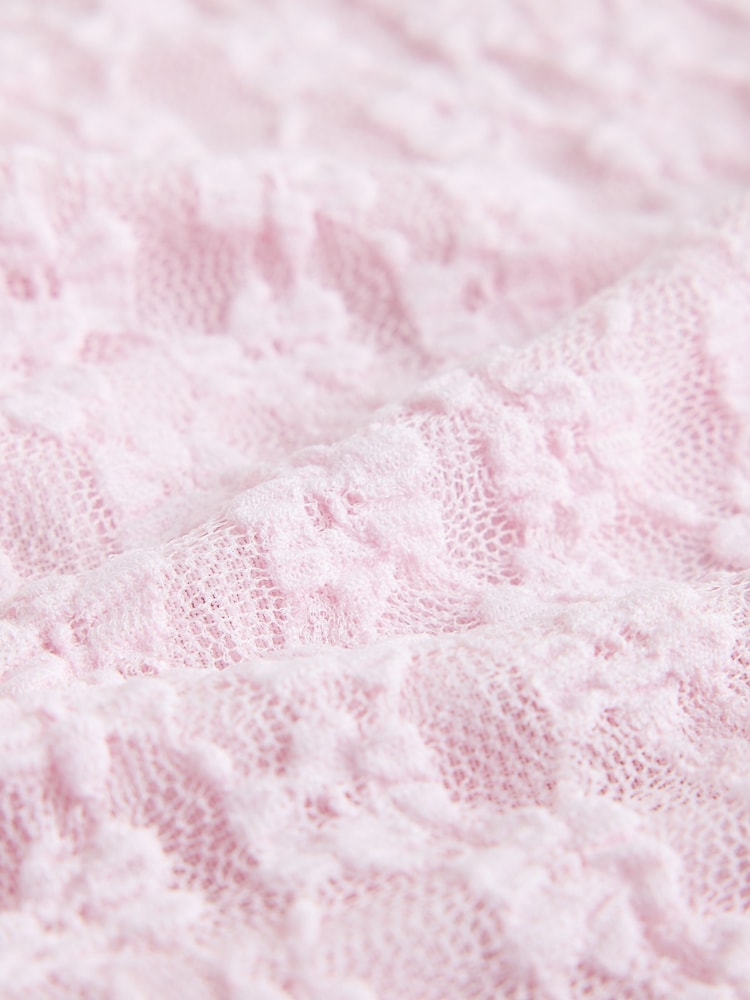 Pink Short Sleeved Floral Lace Button Top - Image 8 of 8 Pink Short Sleeved Floral Lace Button Top - Image 8 of 8