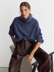 Reiss Blue Harriet Wool-Cashmere Roll-Neck Jumper - Image 1 of 7