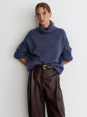 Reiss Blue Harriet Wool-Cashmere Roll-Neck Jumper - Image 4 of 7