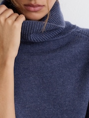 Reiss Blue Harriet Wool-Cashmere Roll-Neck Jumper - Image 5 of 7