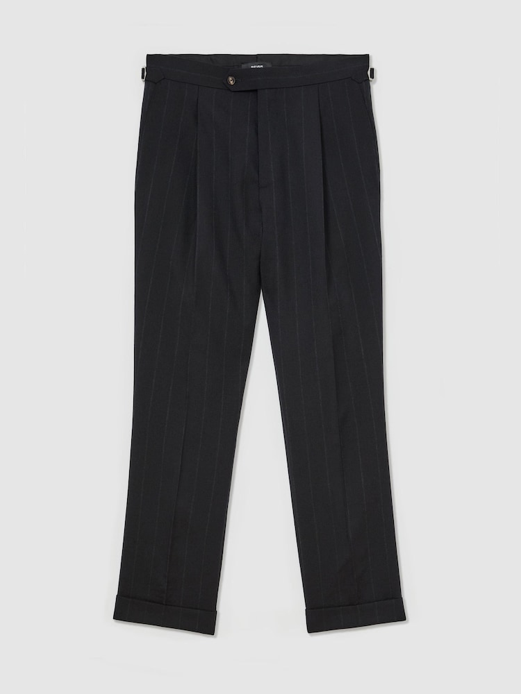 Reiss Navy Valley Classic Fit Wool Pinstripe Suit Trousers - Image 2 of 7 Reiss Navy Valley Classic Fit Wool Pinstripe Suit Trousers - Image 2 of 7