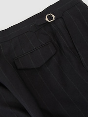 Reiss Navy Valley Classic Fit Wool Pinstripe Suit Trousers - Image 7 of 7