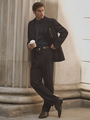 Reiss Navy Valley Classic Fit Wool Double-Breasted Pinstripe Suit Blazer - Image 4 of 9