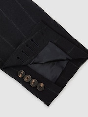Reiss Navy Valley Classic Fit Wool Double-Breasted Pinstripe Suit Blazer - Image 8 of 9
