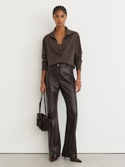 Reiss Taupe Neutral Gale Merino Wool Collared Cardigan - Image 4 of 7
