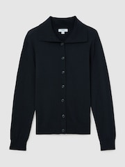 Reiss Navy Gale Merino Wool Collared Cardigan - Image 2 of 8