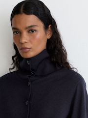 Reiss Navy Gale Merino Wool Collared Cardigan - Image 4 of 8