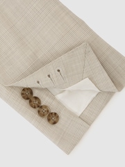 Reiss Oatmeal Vita Wool Pin-Check Single-Breasted Suit Blazer Classic-Fit - Image 9 of 9