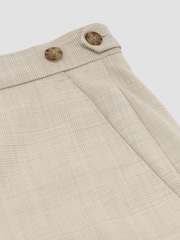 Reiss Oatmeal Vita Wool Pin-Check Classic-Fit Suit Trousers - Image 6 of 6