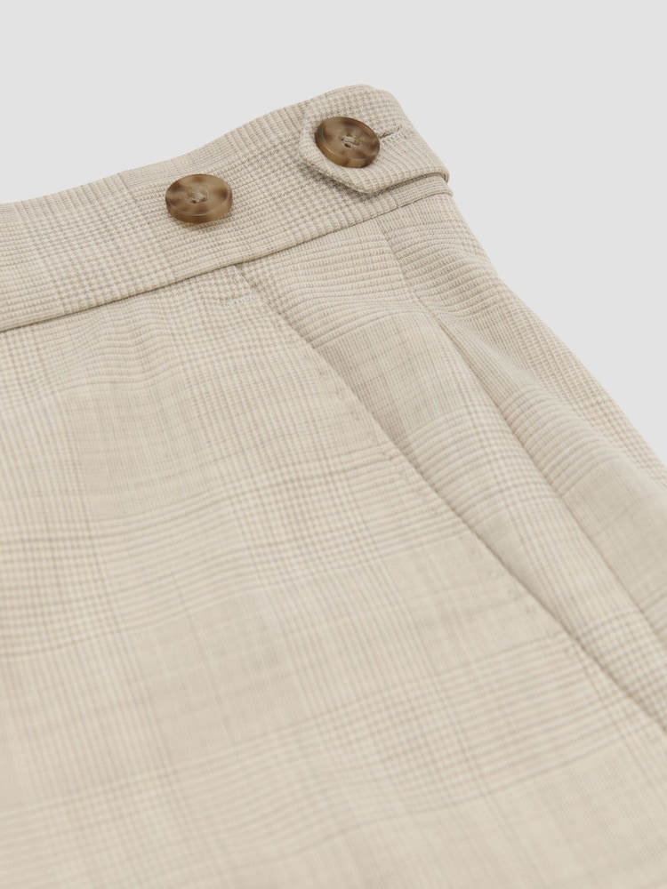 Reiss Oatmeal Vita Wool Pin-Check Classic-Fit Suit Trousers - Image 6 of 6