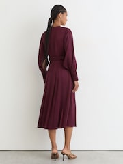 Rojo baya - Vestido a media pierna con cinturón de tela pata de gallo a cuadros de Reiss Kea - Imagen 6 de 7