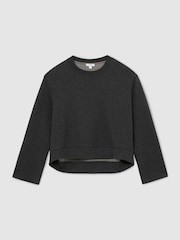 Reiss Charcoal Grey Marl Carmen Cotton-Blend Sweatshirt with Cashmere - Image 2 of 7