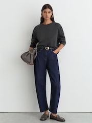 Reiss Charcoal Grey Marl Carmen Cotton-Blend Sweatshirt with Cashmere - Image 3 of 7