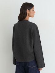 Reiss Charcoal Grey Marl Carmen Cotton-Blend Sweatshirt with Cashmere - Image 5 of 7