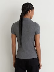 Reiss Grey Marl Daria Scoop-Neck Jersey Polo Top - Image 4 of 6