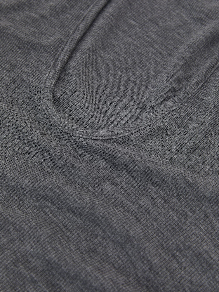 Reiss Grey Marl Daria Scoop-Neck Jersey Polo Top - Image 6 of 6