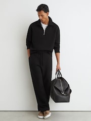 Negro - Reiss Tanner Cotton Heavyweight Straight-Leg Joggers - Imagen 4 de 7