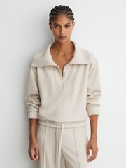 Reiss Ivory Layla Lyocell-Wool Half-Zip Sweatshirt - Image 1 of 6