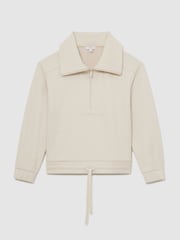 Reiss Ivory Layla Lyocell-Wool Half-Zip Sweatshirt - Image 2 of 6