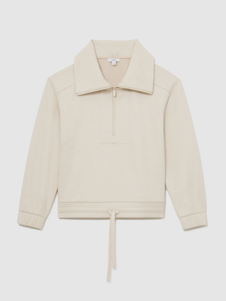 Reiss Ivory Layla Lyocell-Wool Half-Zip Sweatshirt - Image 2 of 6