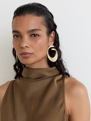 Reiss Khaki Green Erica Satin Cowl-Neck Wide-Leg Jumpsuit - Image 3 of 7