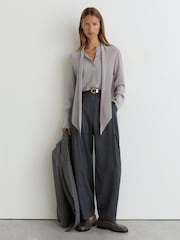 Reiss Grey Kathlyn Matte-Silk Tie-Neck Blouse - Image 3 of 9