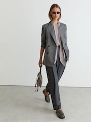 Reiss Grey Kathlyn Matte-Silk Tie-Neck Blouse - Image 8 of 9