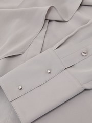 Reiss Grey Kathlyn Matte-Silk Tie-Neck Blouse - Image 9 of 9