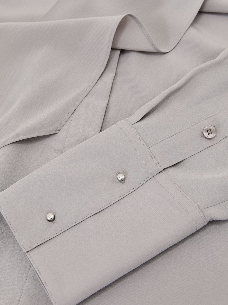 Reiss Grey Kathlyn Matte-Silk Tie-Neck Blouse - Image 9 of 9 Reiss Grey Kathlyn Matte-Silk Tie-Neck Blouse - Image 9 of 9